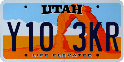 UT license plate Y103KR