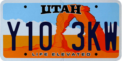 UT license plate Y103KW