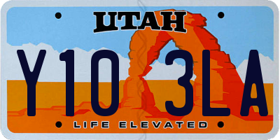 UT license plate Y103LA
