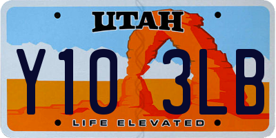 UT license plate Y103LB