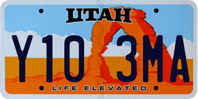 UT license plate Y103MA
