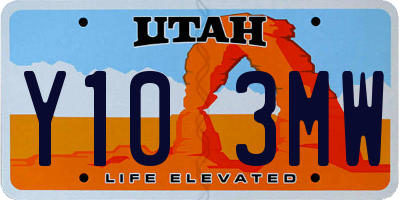 UT license plate Y103MW