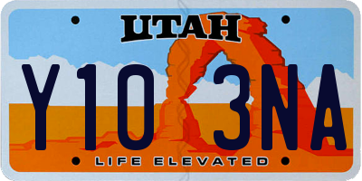 UT license plate Y103NA