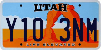 UT license plate Y103NM