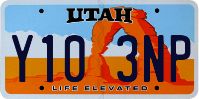 UT license plate Y103NP