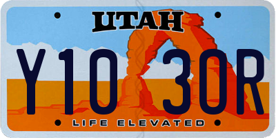 UT license plate Y103OR