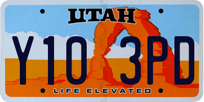 UT license plate Y103PD