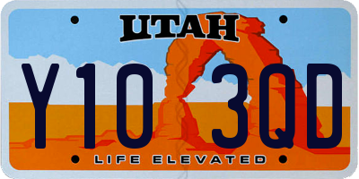 UT license plate Y103QD