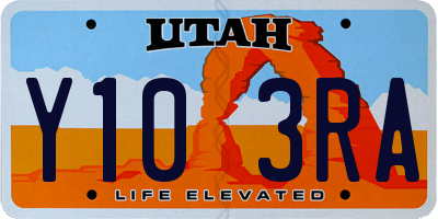 UT license plate Y103RA