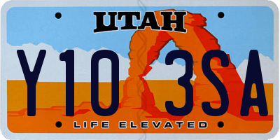 UT license plate Y103SA