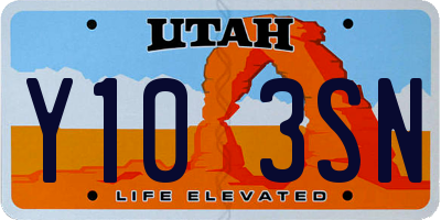 UT license plate Y103SN