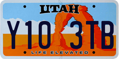 UT license plate Y103TB