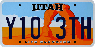UT license plate Y103TH