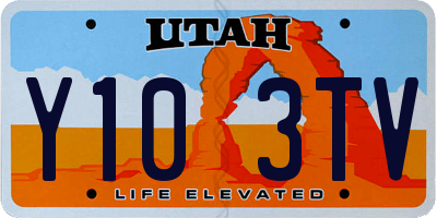 UT license plate Y103TV