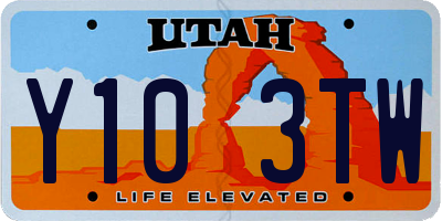 UT license plate Y103TW