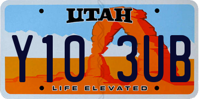 UT license plate Y103UB