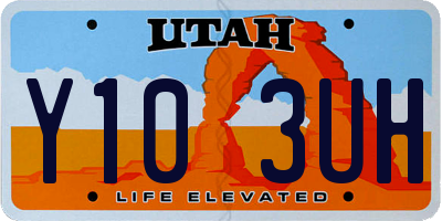 UT license plate Y103UH