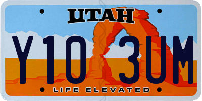UT license plate Y103UM
