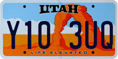 UT license plate Y103UQ