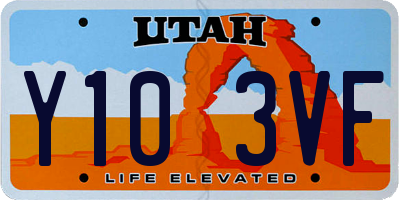 UT license plate Y103VF