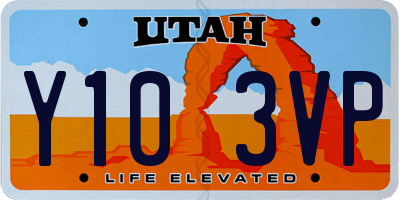 UT license plate Y103VP