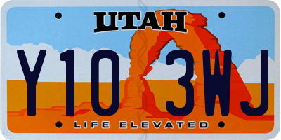 UT license plate Y103WJ