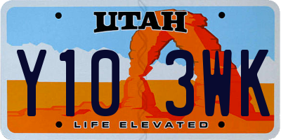 UT license plate Y103WK