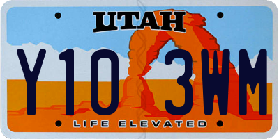 UT license plate Y103WM