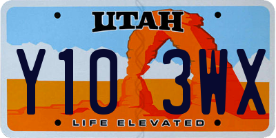 UT license plate Y103WX