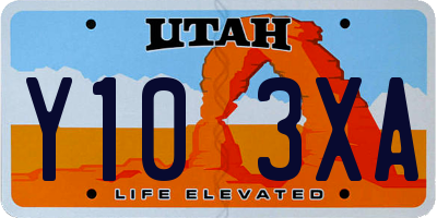 UT license plate Y103XA