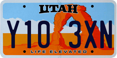 UT license plate Y103XN