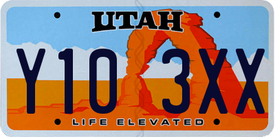 UT license plate Y103XX
