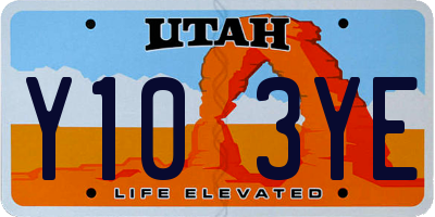 UT license plate Y103YE