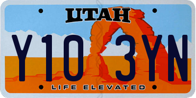 UT license plate Y103YN