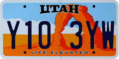 UT license plate Y103YW