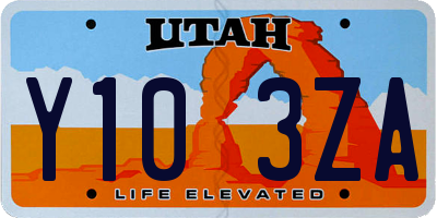 UT license plate Y103ZA