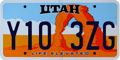 UT license plate Y103ZG