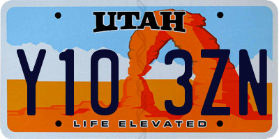 UT license plate Y103ZN