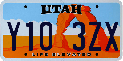 UT license plate Y103ZX