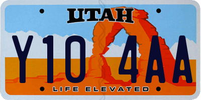 UT license plate Y104AA