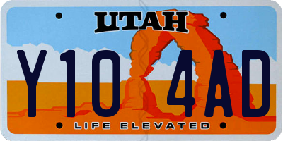 UT license plate Y104AD