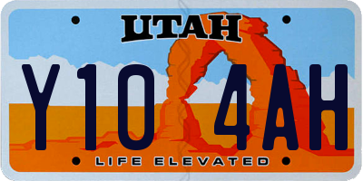 UT license plate Y104AH