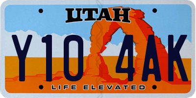 UT license plate Y104AK