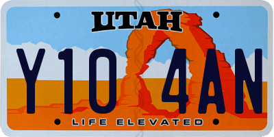UT license plate Y104AN