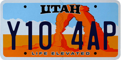 UT license plate Y104AP