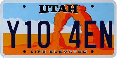 UT license plate Y104EN