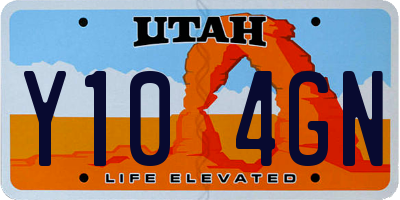 UT license plate Y104GN
