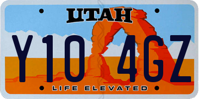 UT license plate Y104GZ
