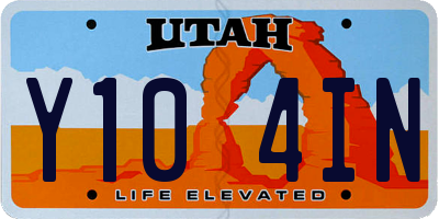 UT license plate Y104IN