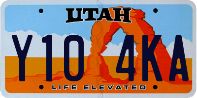 UT license plate Y104KA